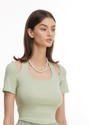 Green knitted top