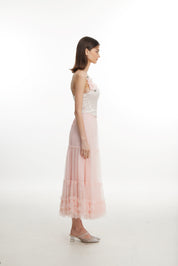 White halter top with pink flower