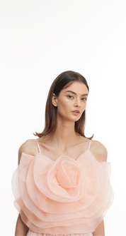 Rose lace halter top pink