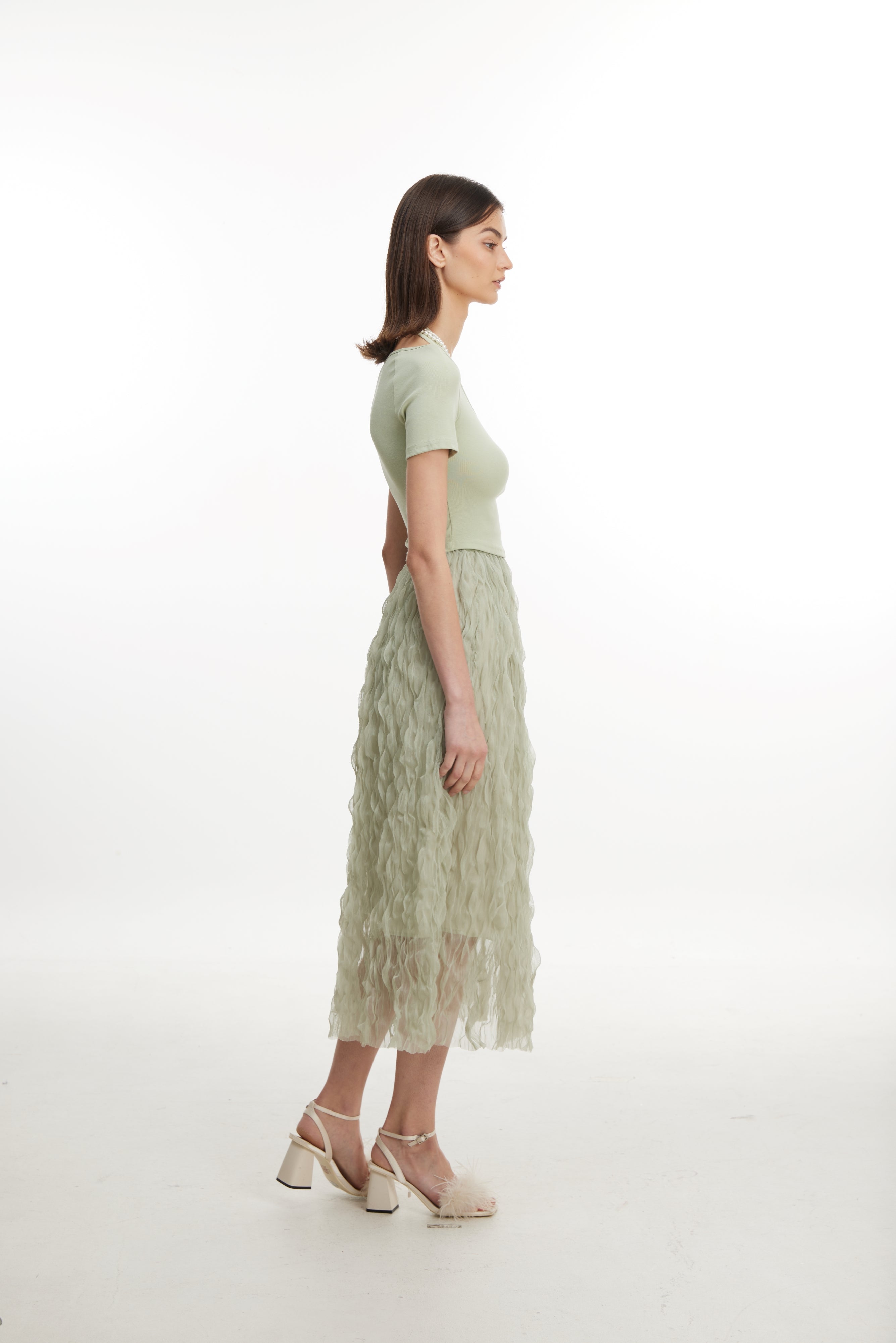 Green lace skirt