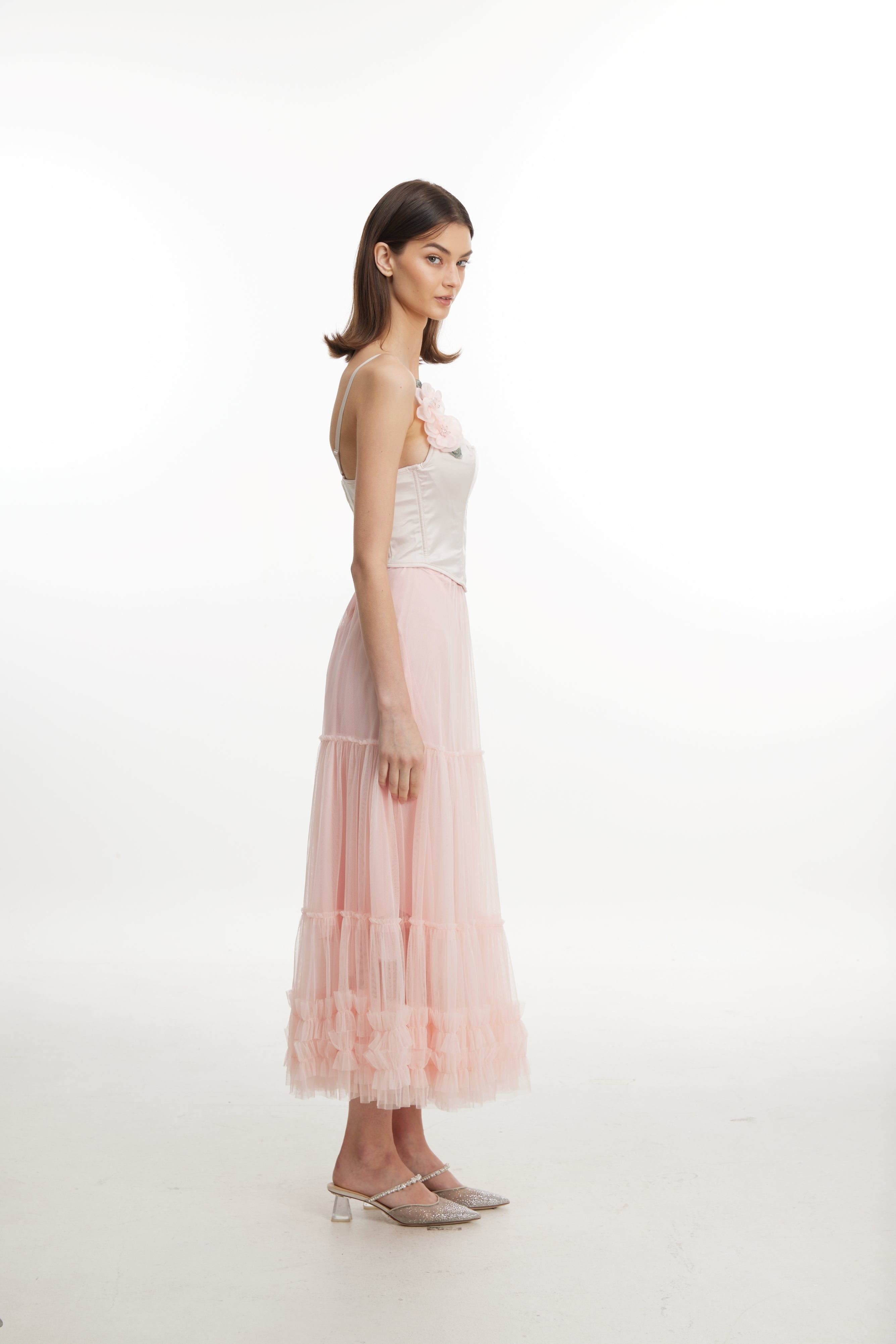 Pink lace skirt