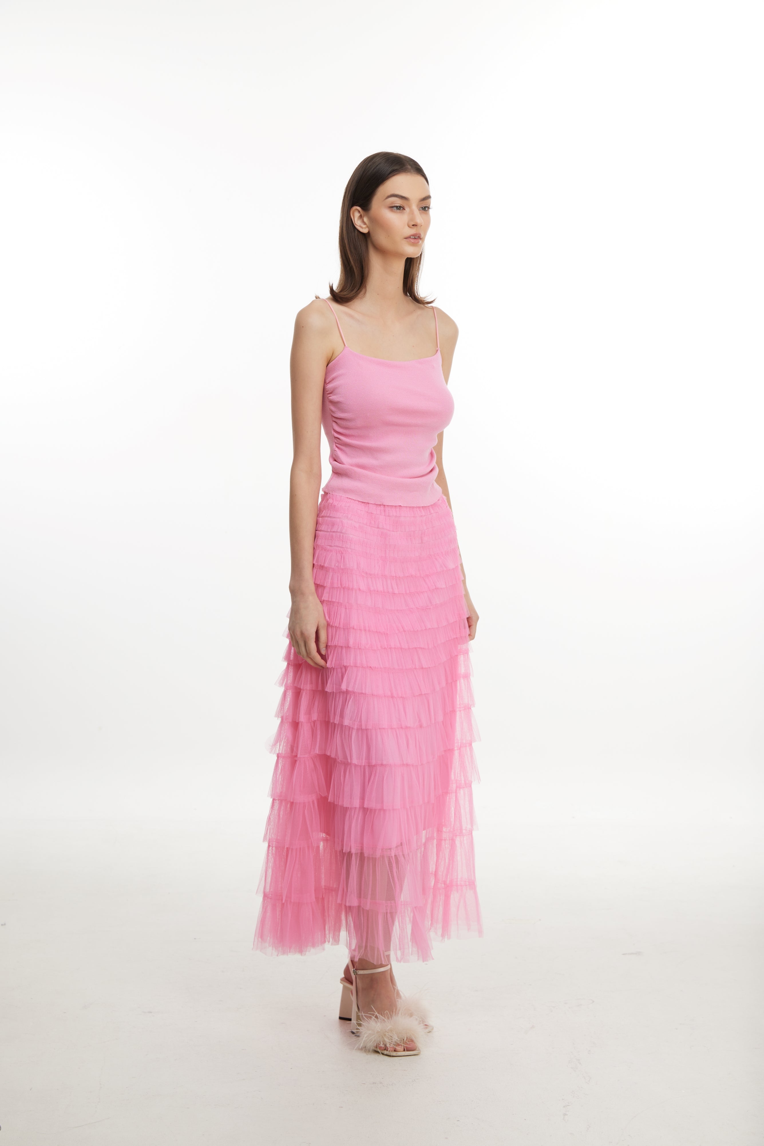 Pink chiffon skirt