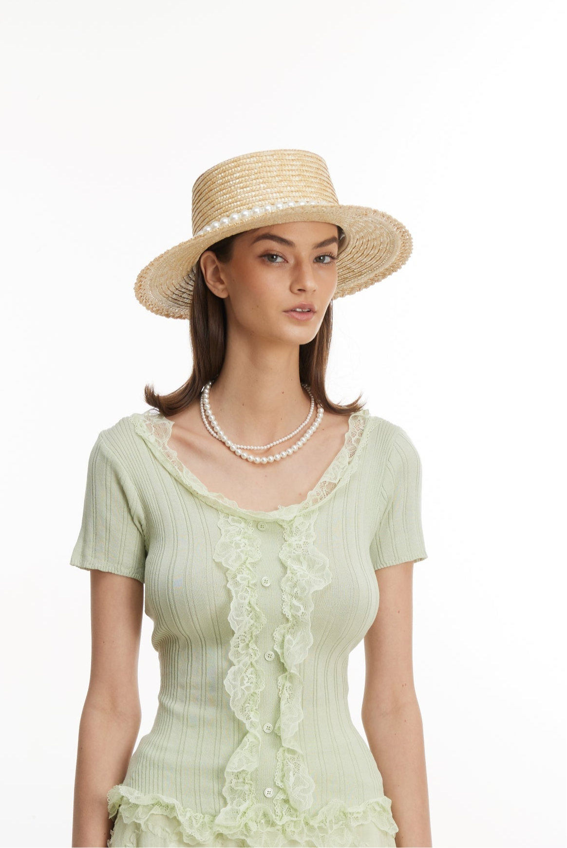 Green knitted lace top
