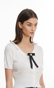 White cardigan sweater