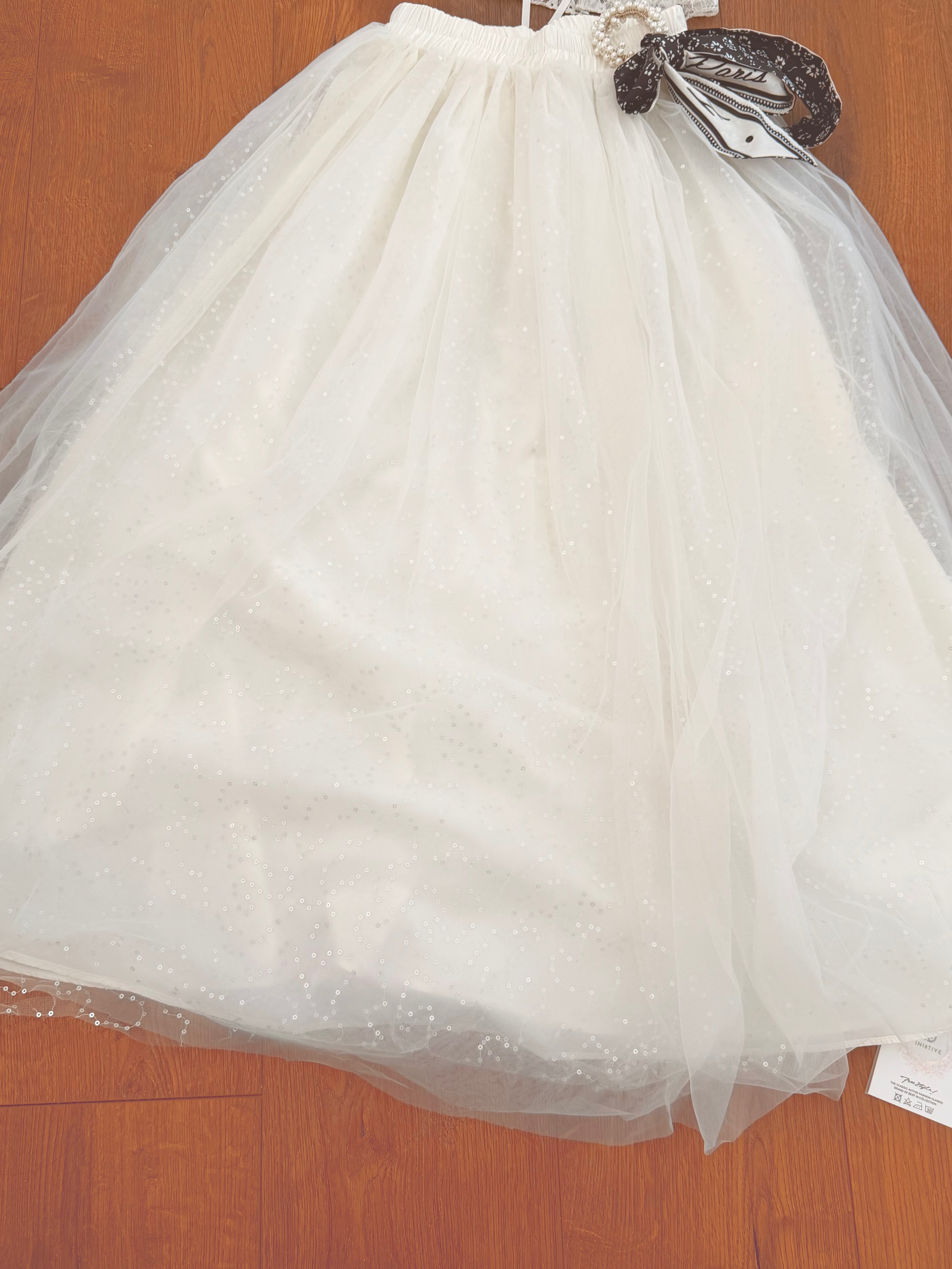 Ivory Sequin Tulle Skirt