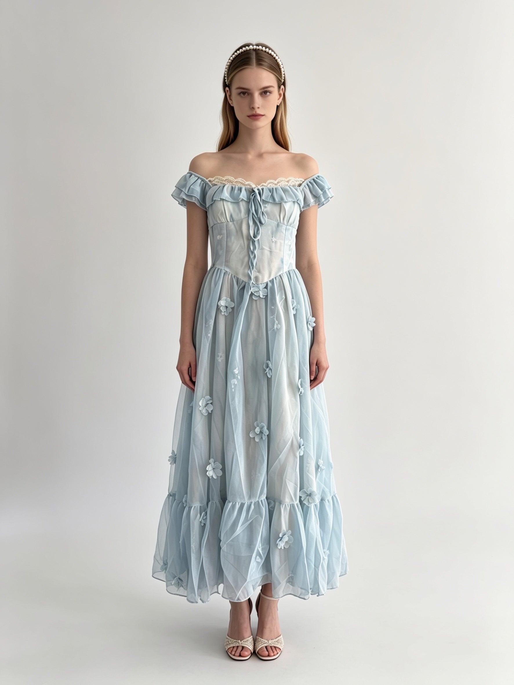 3D FLOWER LONG DRESS