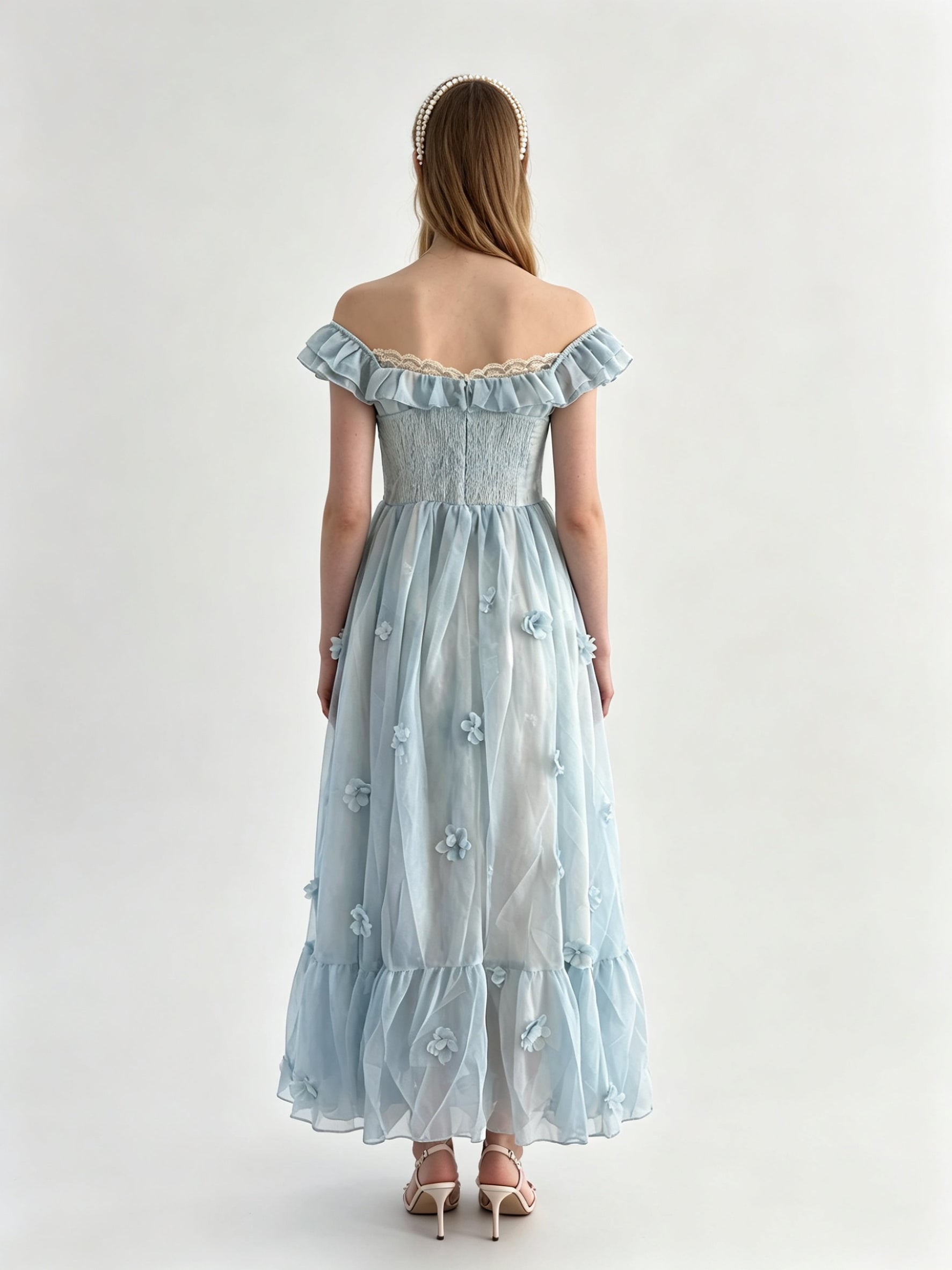 3D FLOWER LONG DRESS