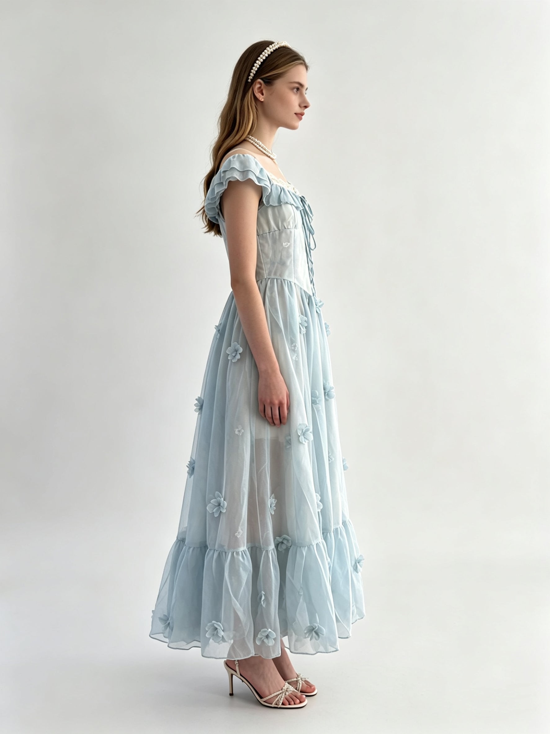 3D FLOWER LONG DRESS