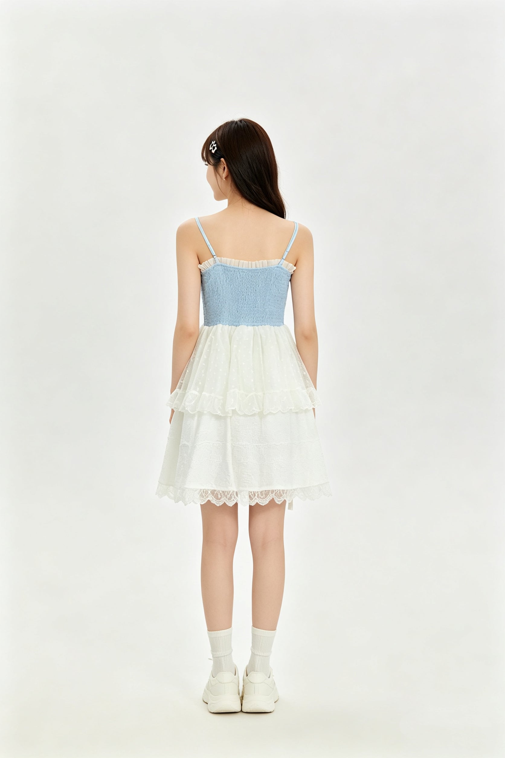 Blue Lace Corset Rose Tiered Tulle Lolita Mini Dress