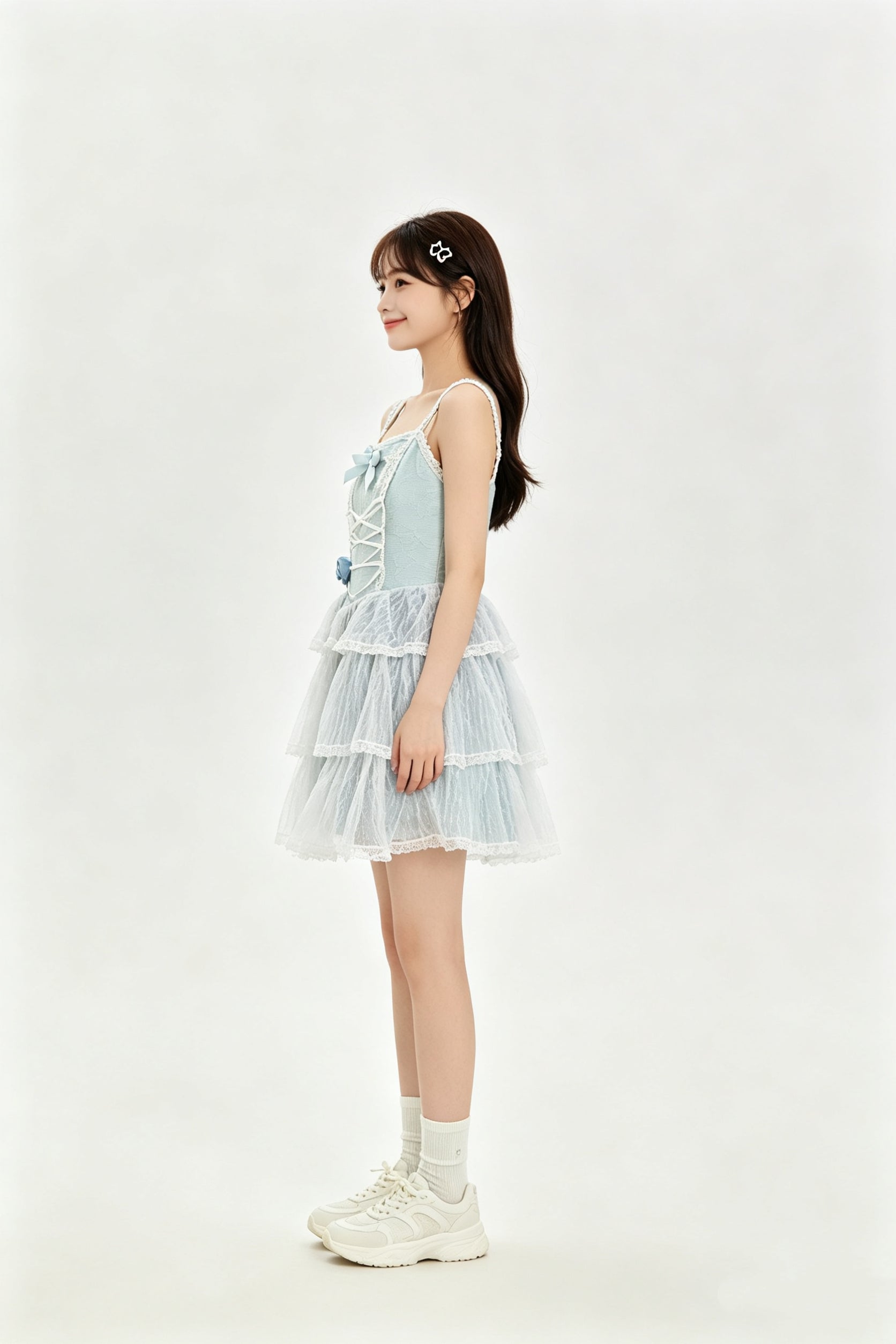 Bow Lace-Up Corset Tiered Tulle Mini Dress