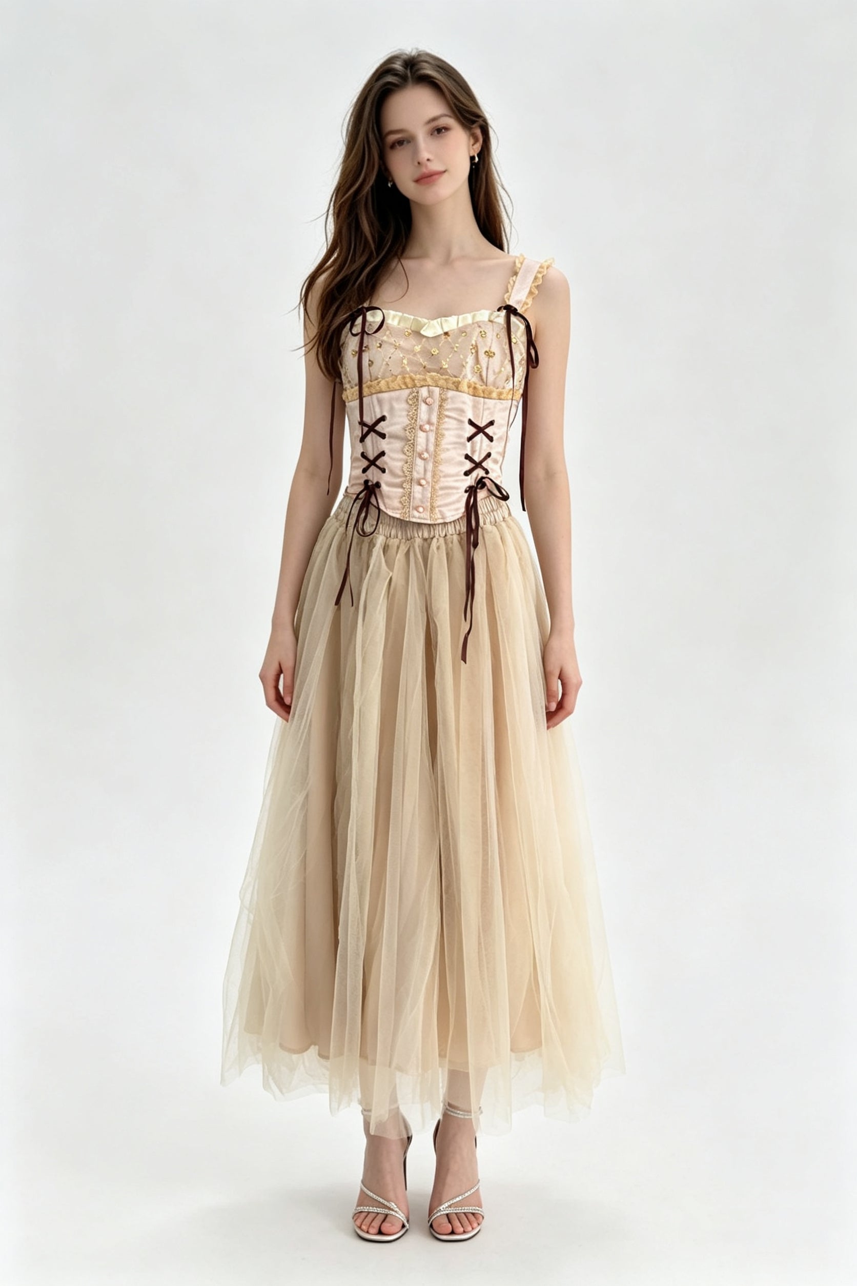 Champagne Tulle Maxi Skirt