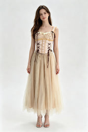 Champagne Tulle Maxi Skirt
