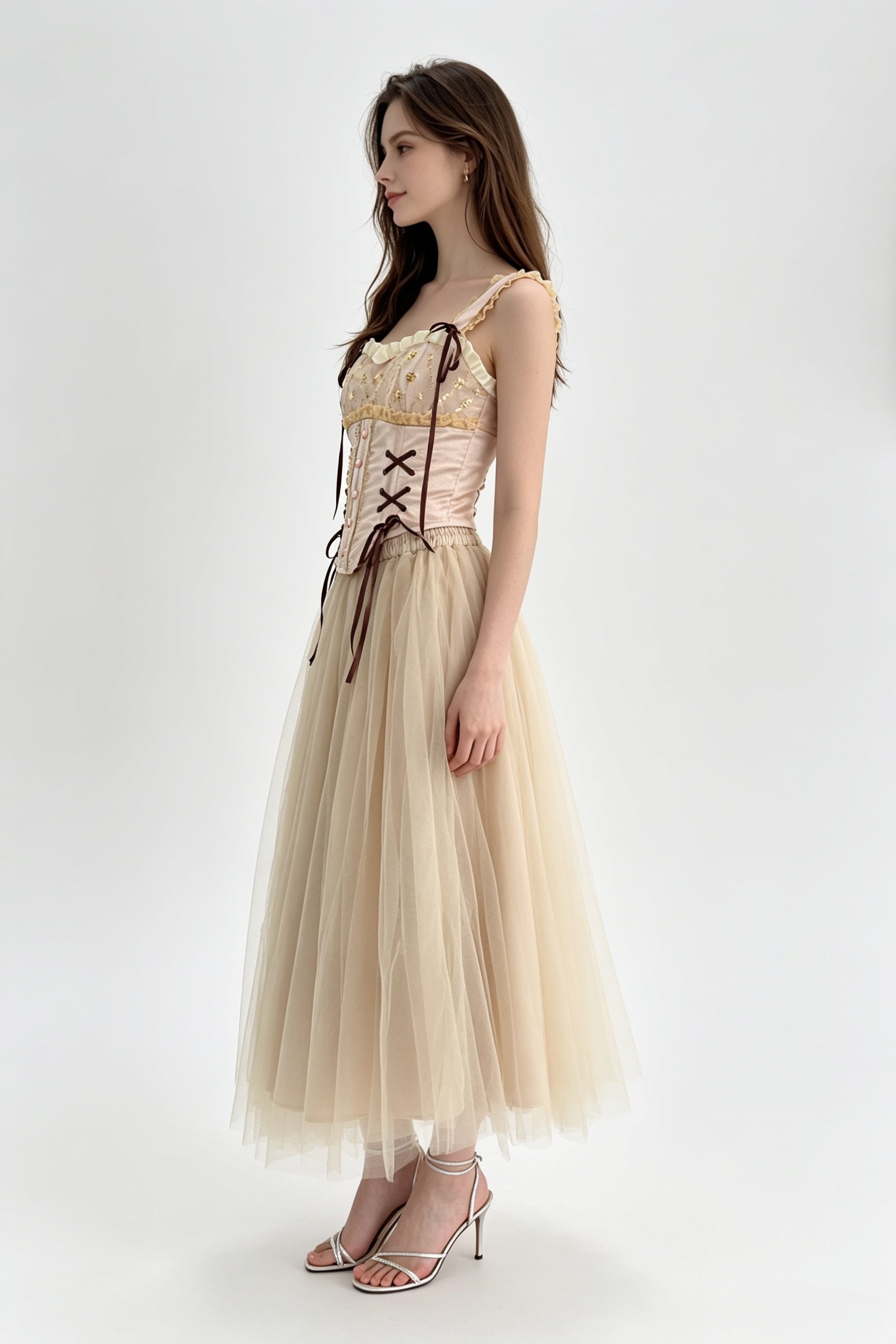Champagne Tulle Maxi Skirt