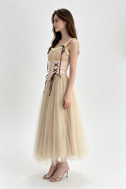 Champagne Tulle Maxi Skirt