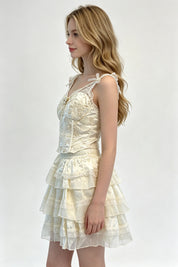Tiered Organza Ruffle Mini Skirt