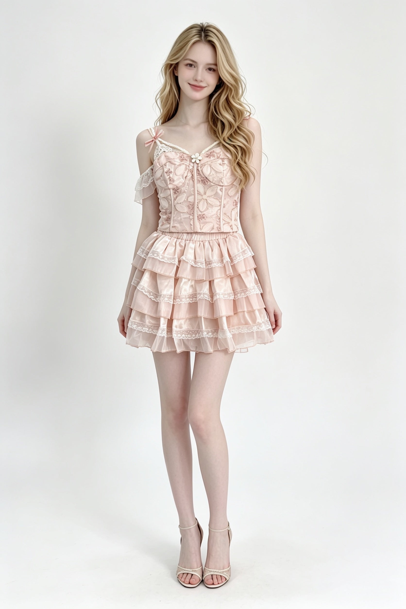 Tiered Organza Ruffle Mini Skirt