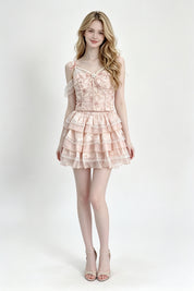 Tiered Organza Ruffle Mini Skirt