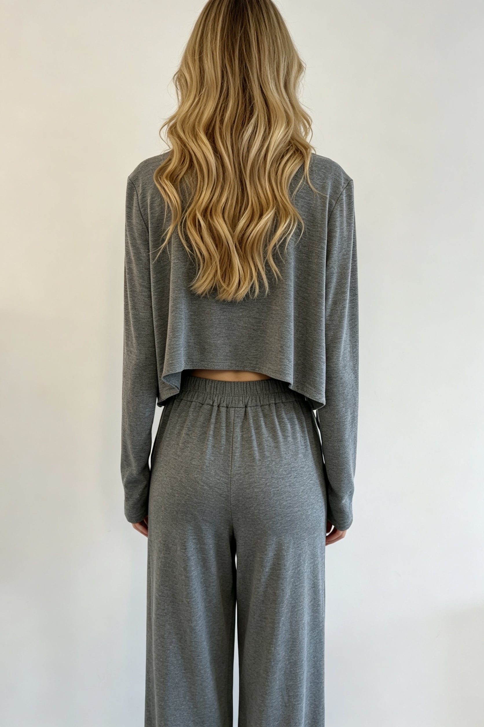 Grey Shimmer Knit Cami, Cardigan & Wide-Leg Trouser Three-Piece Set