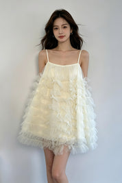 Tiered Ruffle Tulle Mini Dress