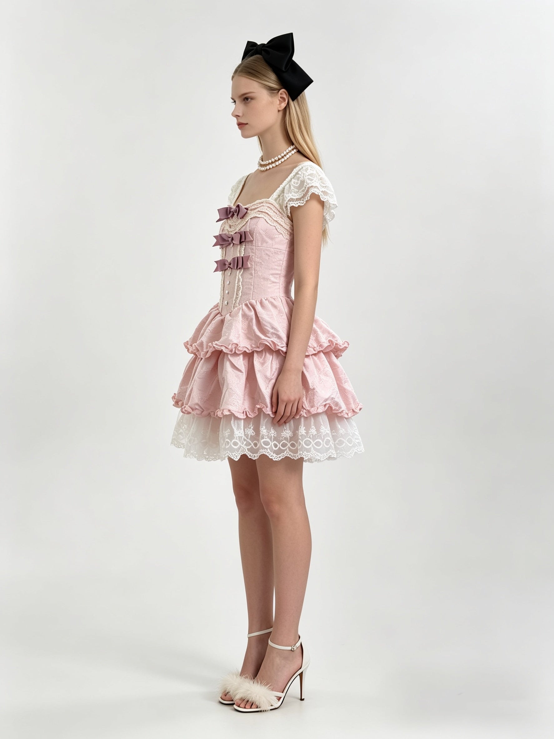 Lolita Off-Shoulder Corset Tiered Bubble Mini Dress