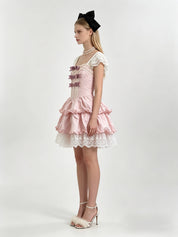 Lolita Off-Shoulder Corset Tiered Bubble Mini Dress