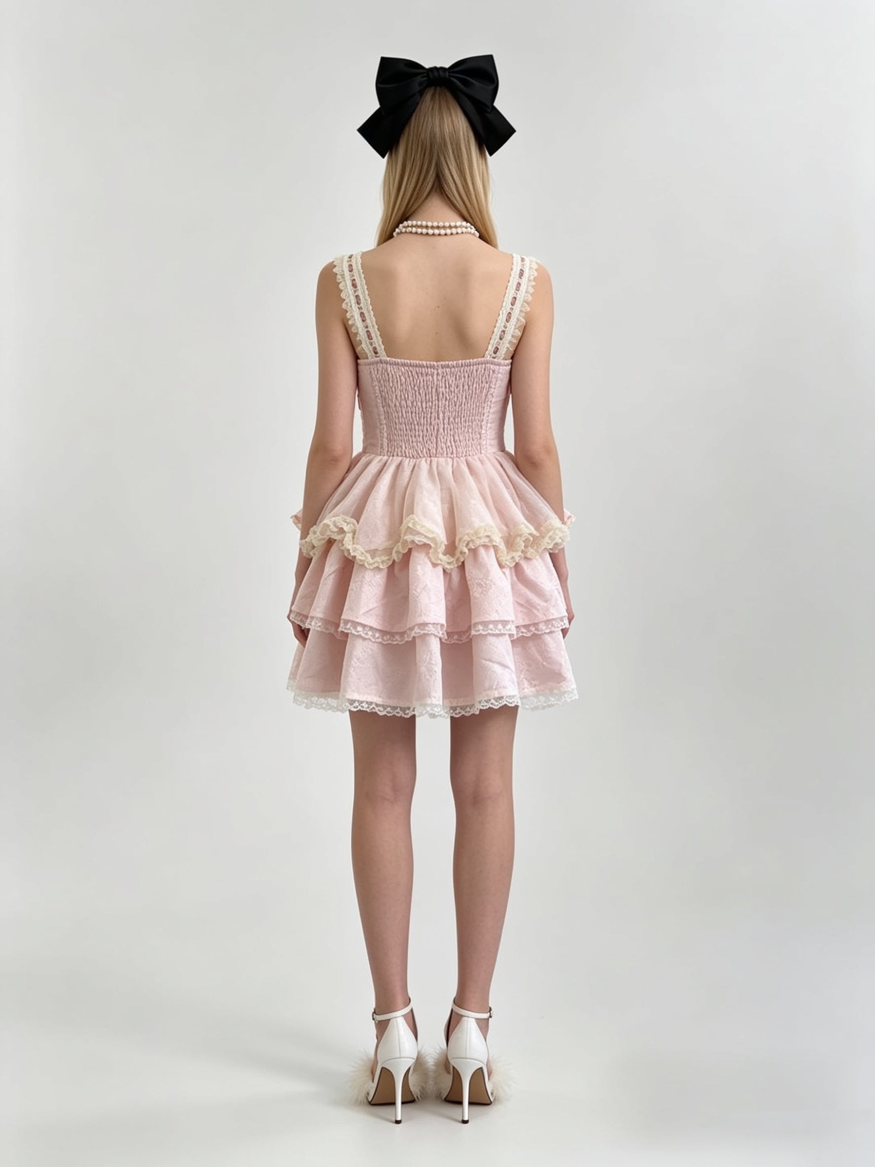 Lolita Corset Lace-Up Tiered Bubble Mini Dress