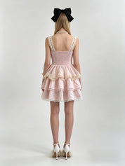 Lolita Corset Lace-Up Tiered Bubble Mini Dress