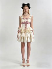 Lolita Corset Lace-Up Tiered Bubble Mini Dress