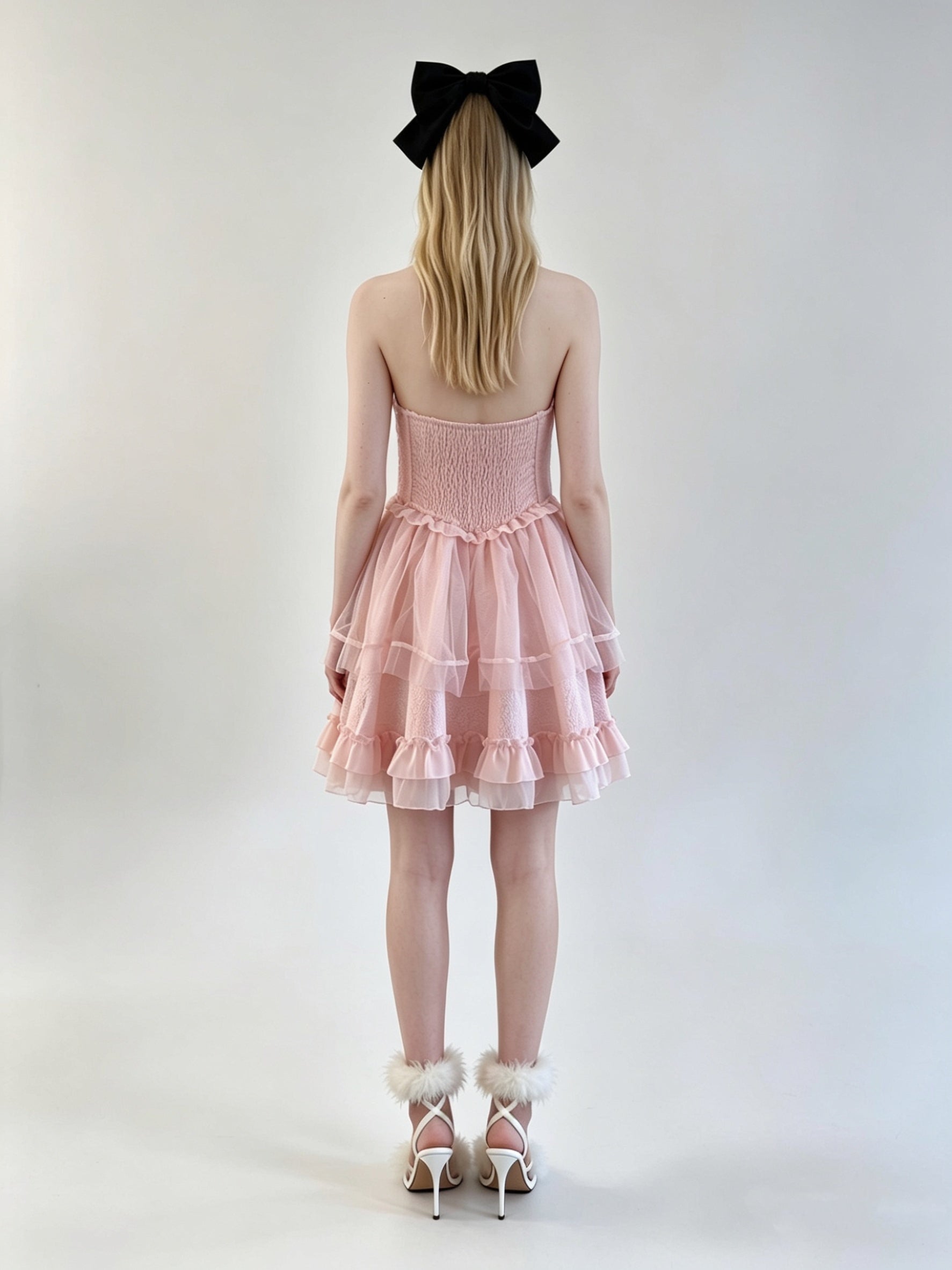 Halter Cross-Lace Corset Tiered Tulle Mini Dress