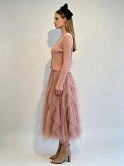 Blush Pink Fitted Ribbed Knit Round Neck Button Cardigan