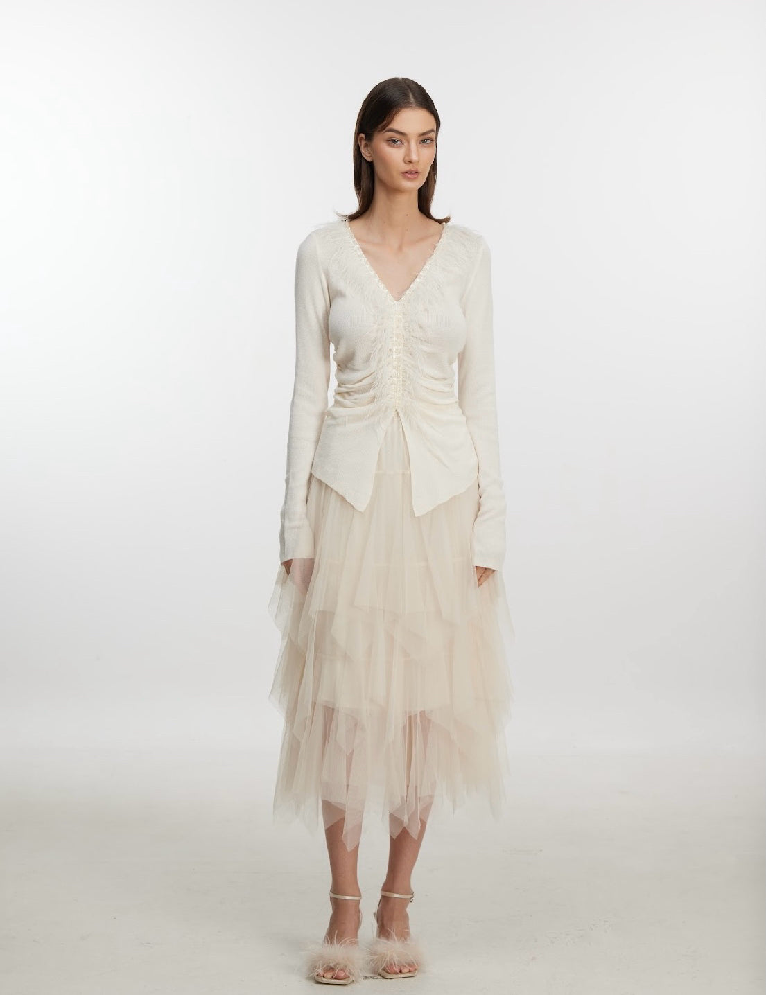 Layered Tulle Midi Skirt