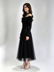 Off-Shoulder Twist-Front Bow Detail Long Sleeve Top