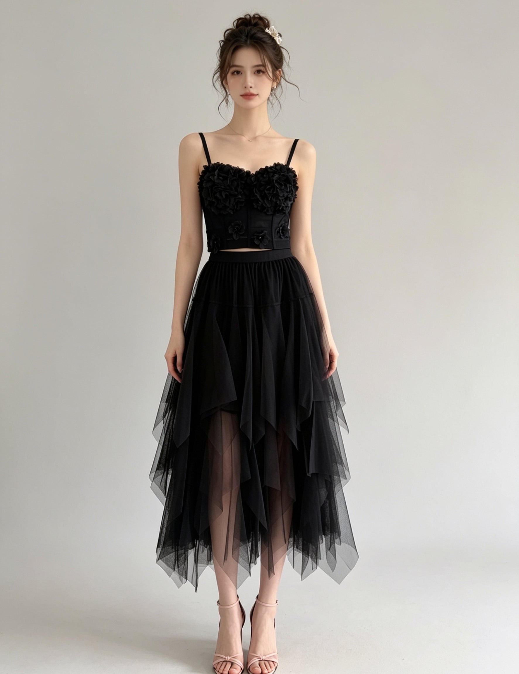 Layered Tulle Midi Skirt