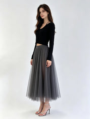 V-Neck Long Sleeve Cropped Fitted Top