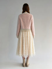 Pink Pearl Beaded Fringe Cropped Coat