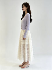 White Ribbed Knit V-Neck Button-Front Cropped Cardigan