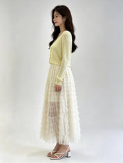 Pink Sheer Ribbed Knit Open-Front Cardigan