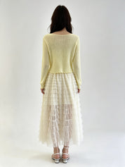 Pink Sheer Ribbed Knit Open-Front Cardigan