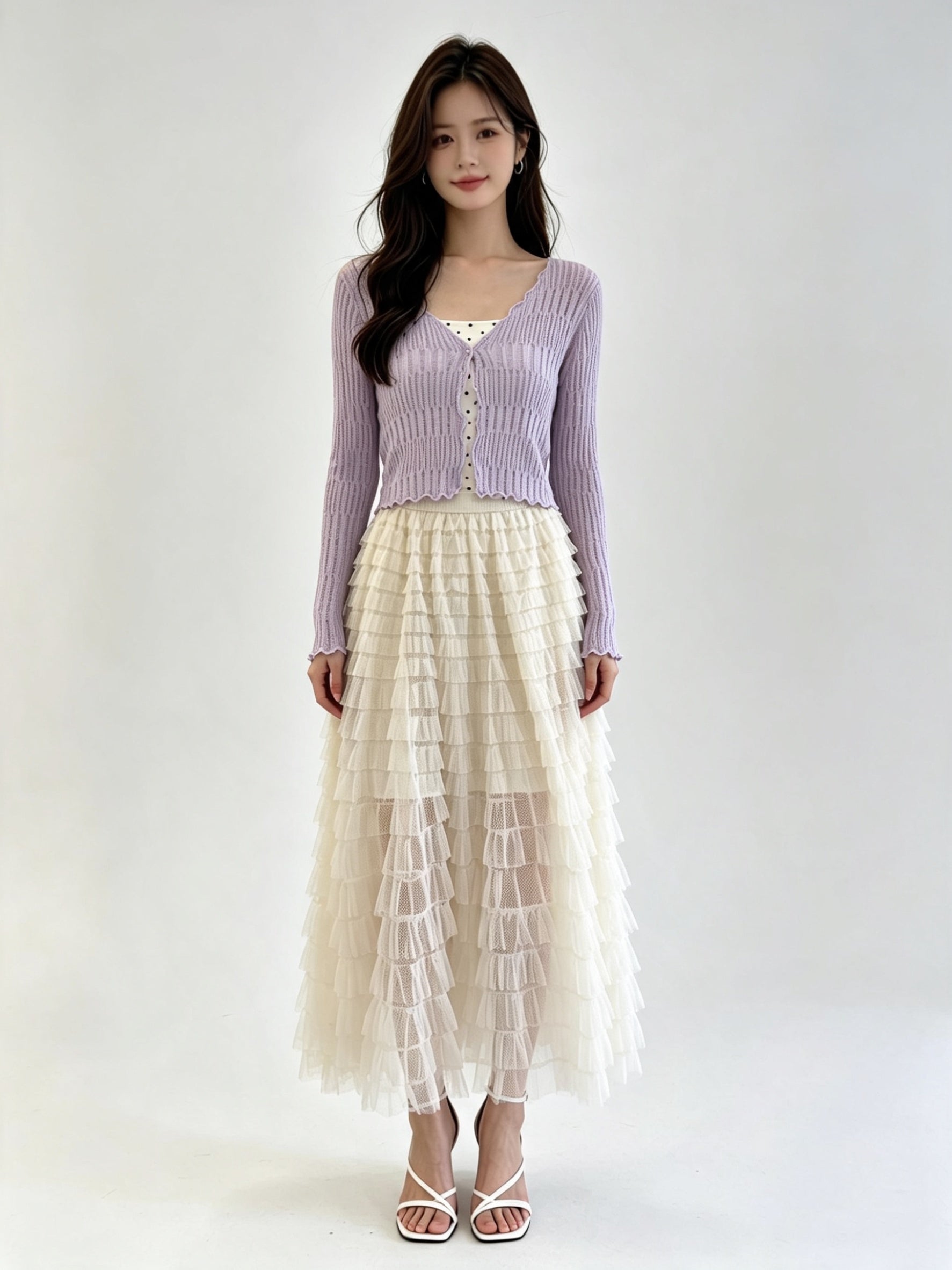Pink Sheer Ribbed Knit Open-Front Cardigan