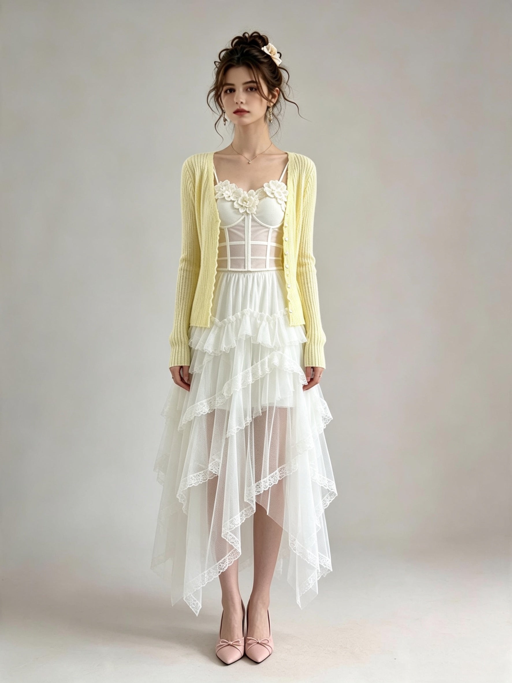 Ribbed Knit Open-Front Cardigan