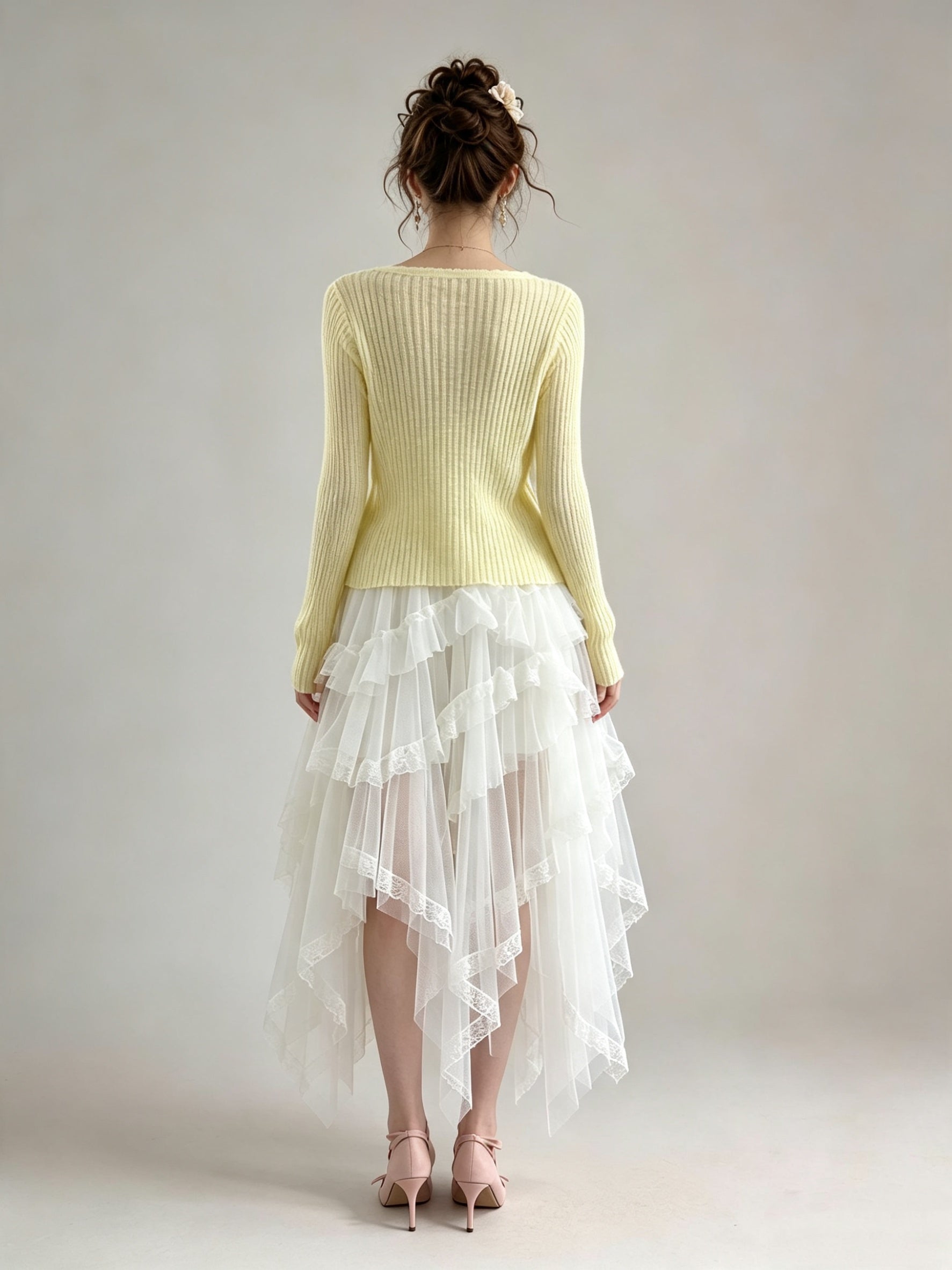 Ribbed Knit Open-Front Cardigan