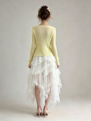 Ribbed Knit Open-Front Cardigan