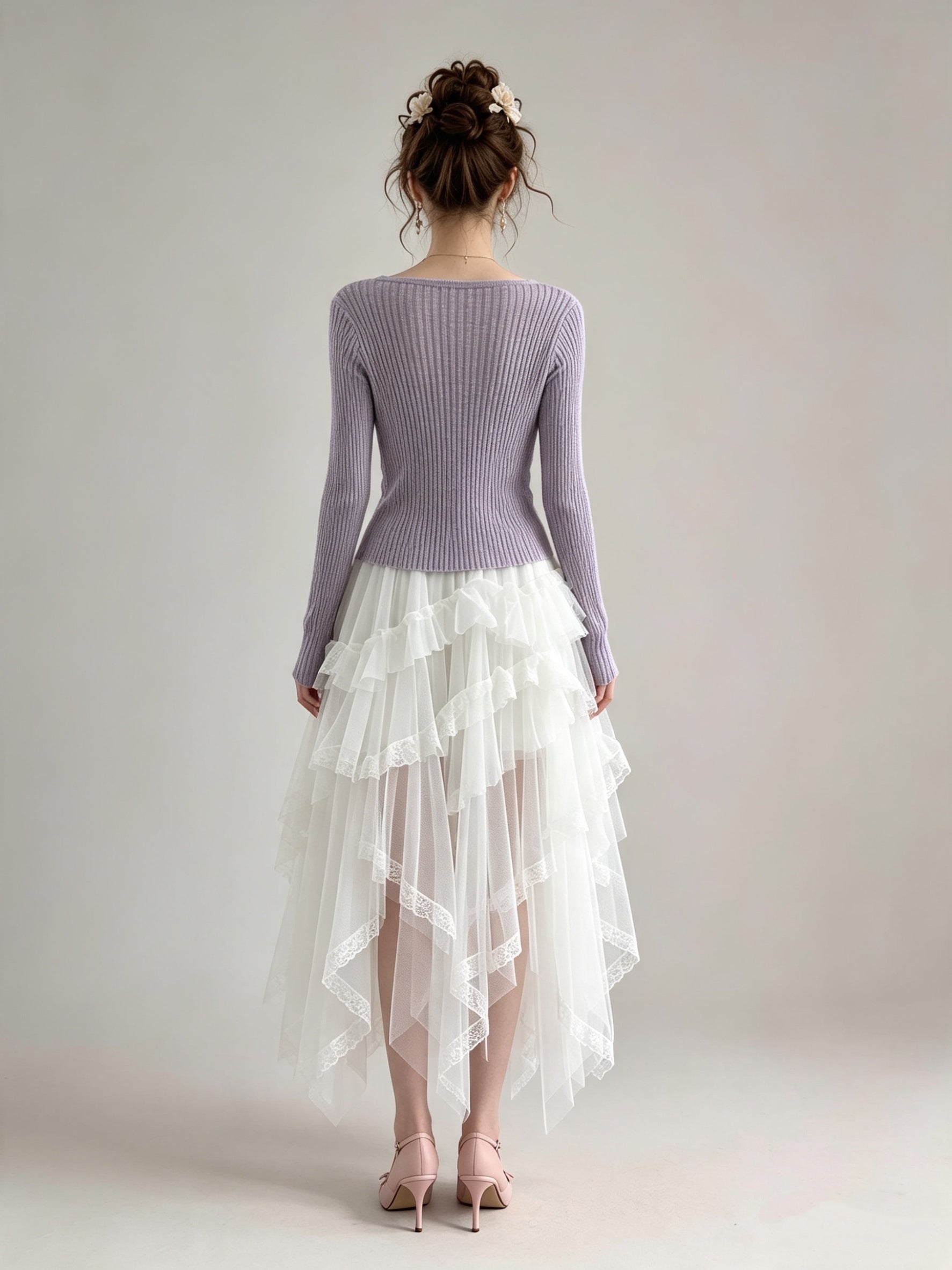 Ribbed Knit Open-Front Cardigan