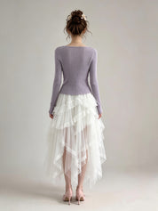 Ribbed Knit Open-Front Cardigan