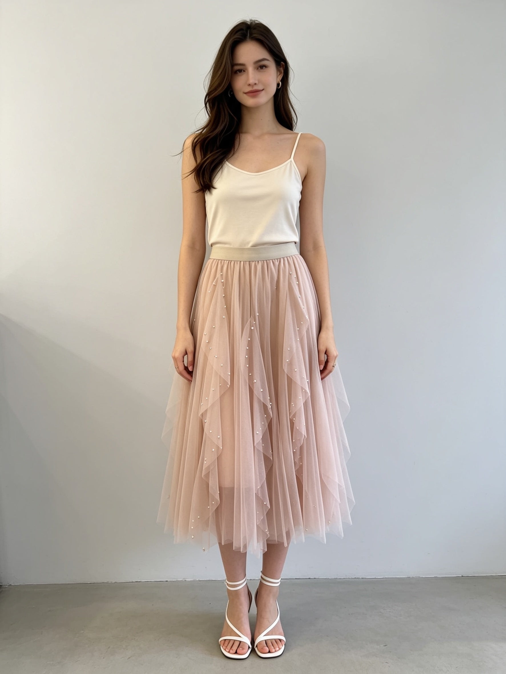 Classic A-Line Tulle Midi Skirt