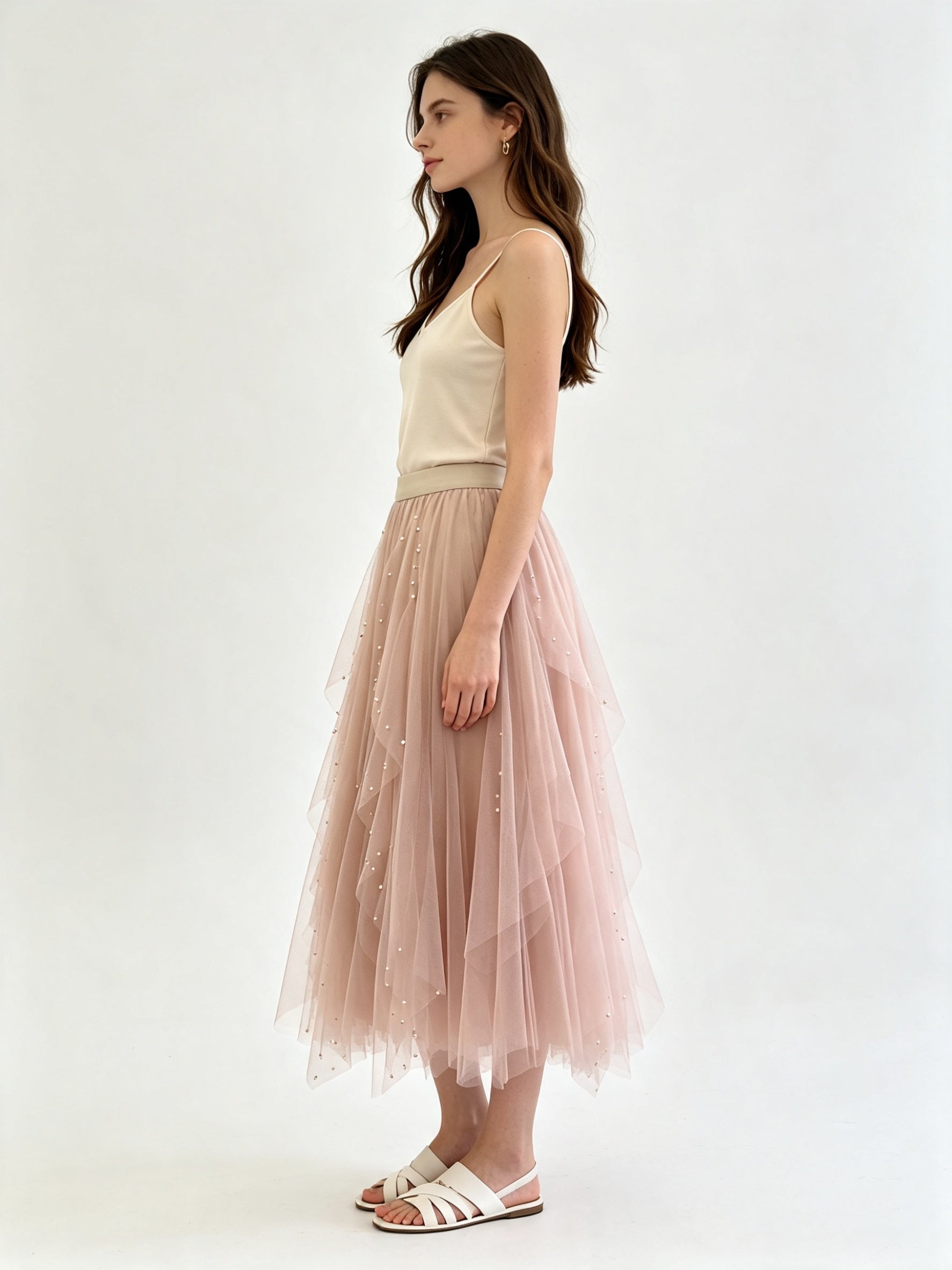 Classic A-Line Tulle Midi Skirt