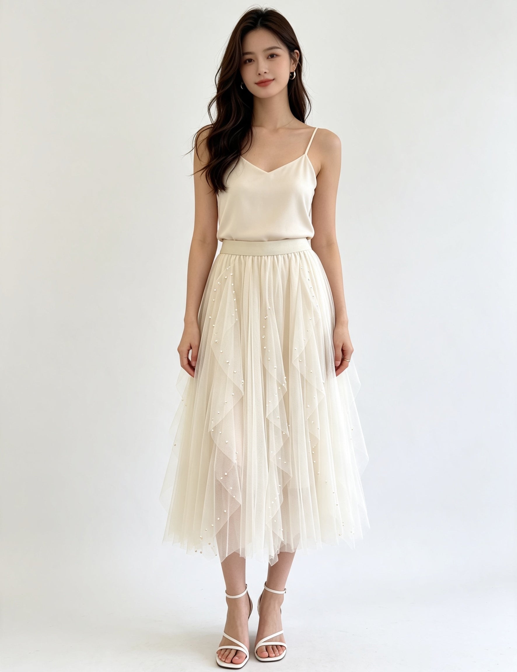 Classic A-Line Tulle Midi Skirt