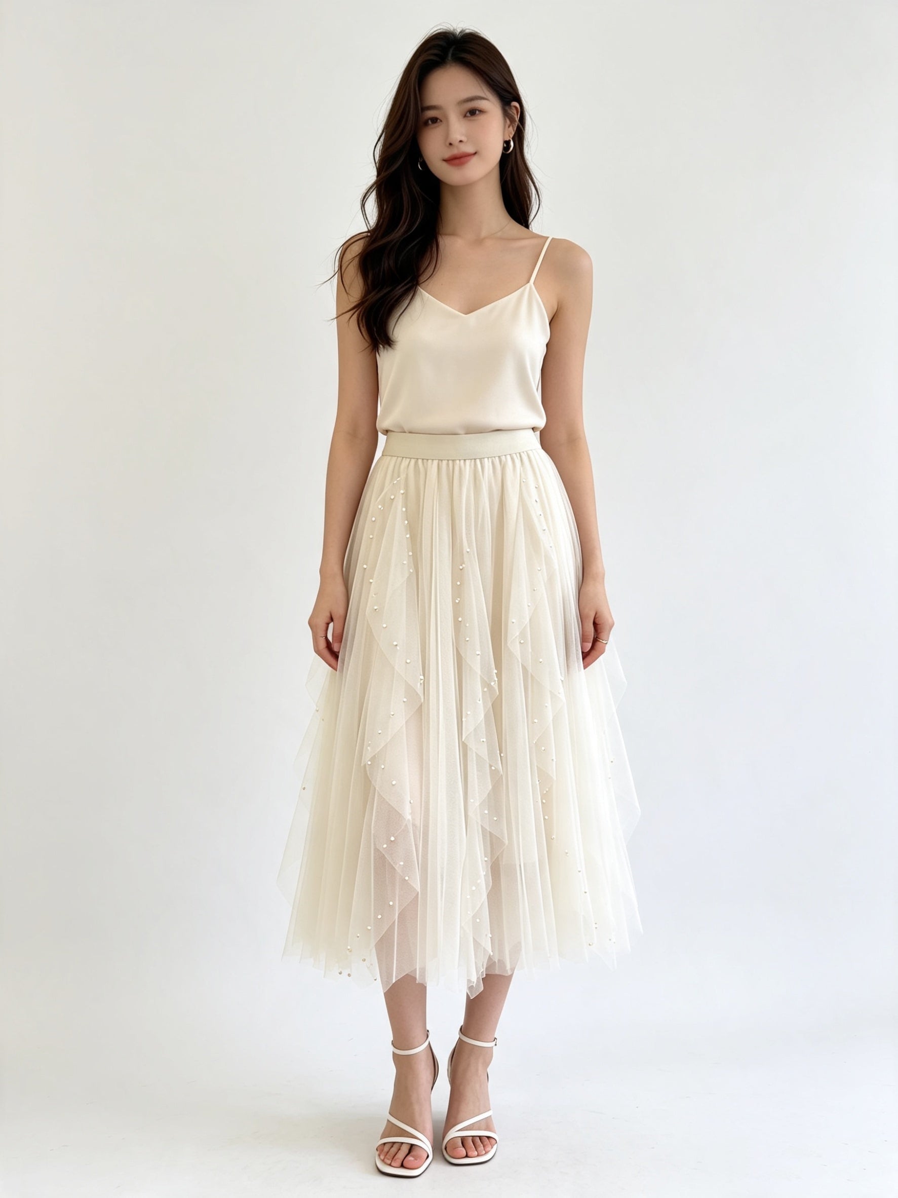 Classic A-Line Tulle Midi Skirt