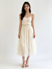 Classic A-Line Tulle Midi Skirt