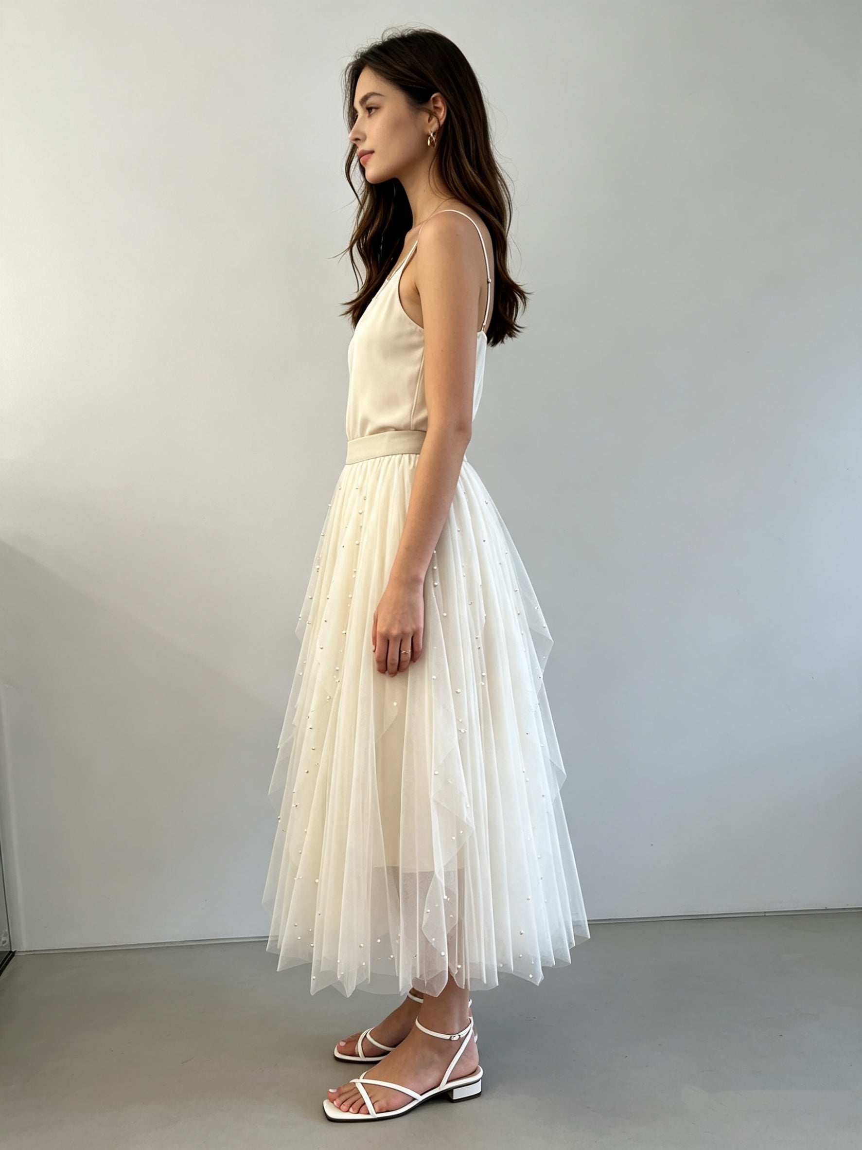 Classic A-Line Tulle Midi Skirt
